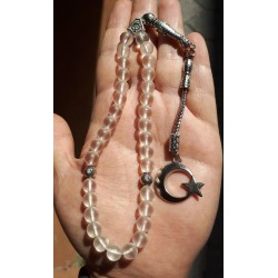 Crescent Star Quartz Tesbih - Silver Plated -Best Gift Crescent Star Quartz Tesbih - Silver Plated -Best Gift